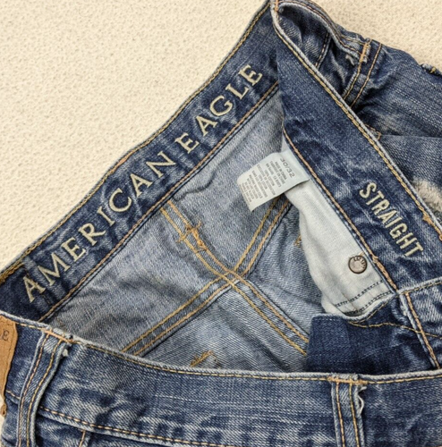 Jeans vintage American Eagle gamba dritta 100% cotone lavaggio scuro da uomo taglia 30x30 - Foto 7 di 17