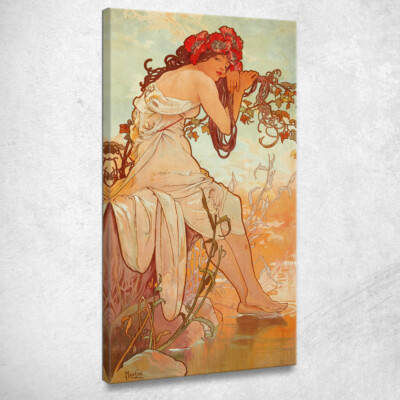 Sommer Vier Jahreszeiten Alphonse Mucha, amu113 Leinwandbild