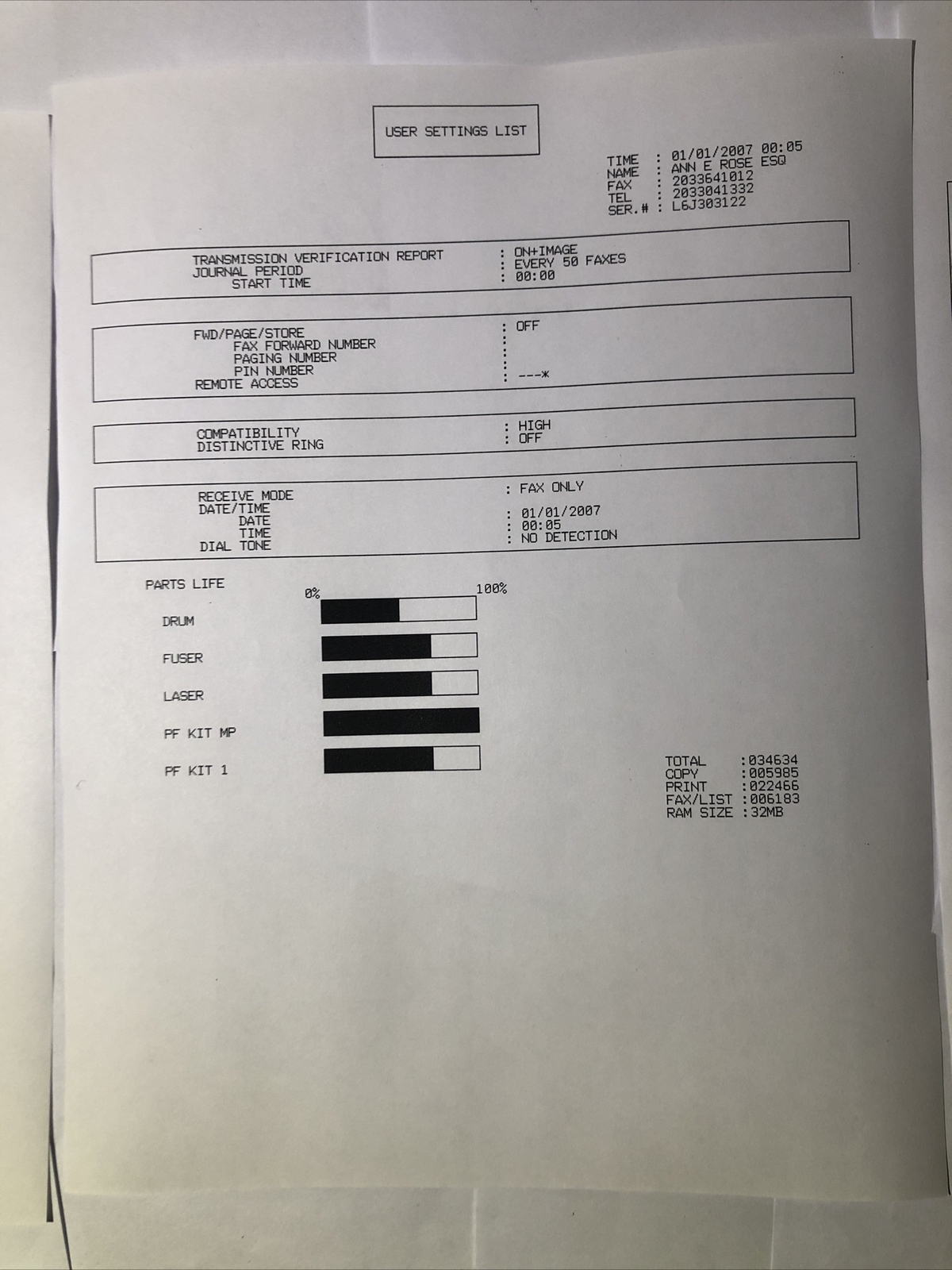 Brother MFC8460N Duplex Network Laser Printer FAX Copier w/ User Guide