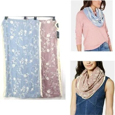 INC International Concepts Embroidered Spring Loop Scarf Blue or Pink OS New