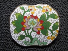 LOTUS FLOWER CLOISONNE HIPPIE BELT BUCKLE VINTAGE RARE 1980s HANDCRAFTED
