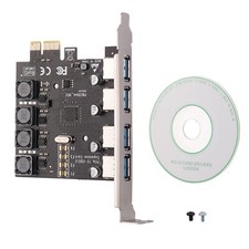 PCI-E 1X to 4 Ports USB 3.0 PCI Express Expansion Card Adapter Hub 5Gbps for PC