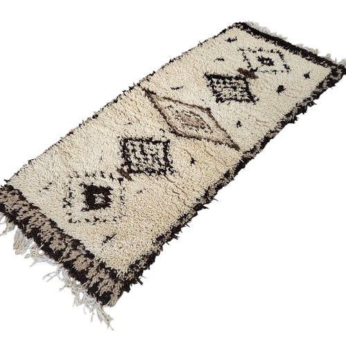 Vintage Handmade Moroccan Wool Rug Geometric Diamond Rustic Charm Berber Carpet - 第 6/24 張圖片