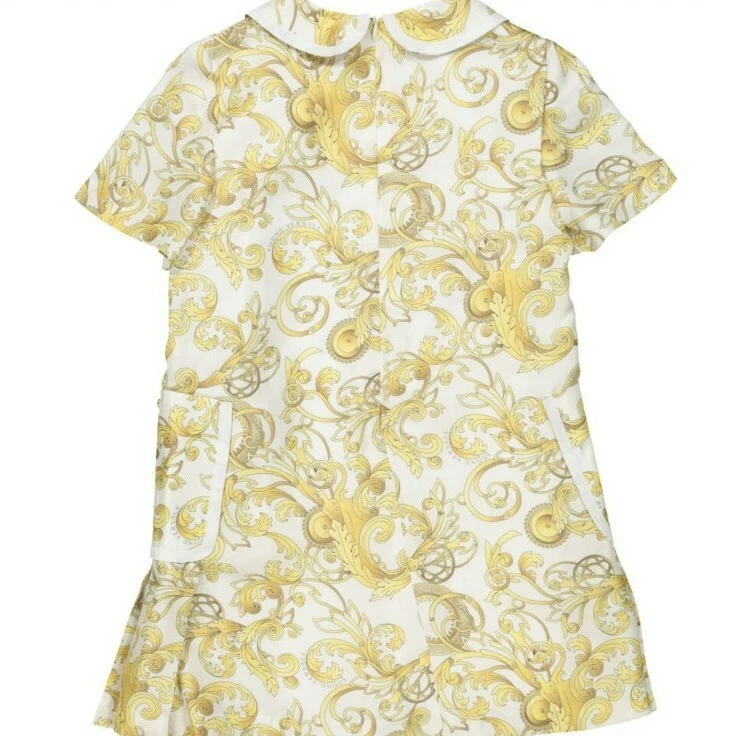Abito in seta stampa barocca tono bianco e oro Young Versace età 6 anni prezzo consigliato £350