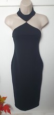 FIGA Ladies Black Halter-Neck Midi Length Sleeveless Bodycon Dress 