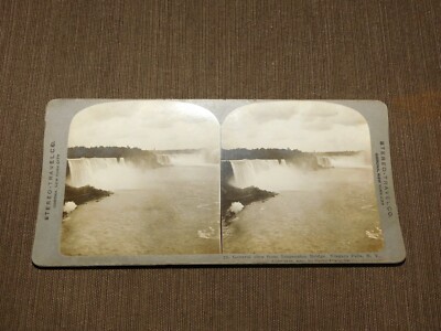 VINTAGE STEREOVIEW STEREOSCOPE CARD SUSPENSION BRIDGE NIAGARA FALLS NY