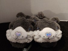 FREE Wonder Nation Grey Cat Heart Unisex Kids Bootie Slippers Size 11/12 NWT