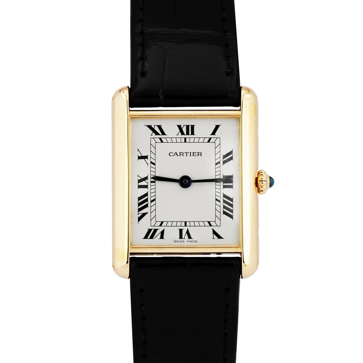 Vintage Cartier Tank Louis Quartz 18K Yellow Gold 23mm Leather Watch  W1512856