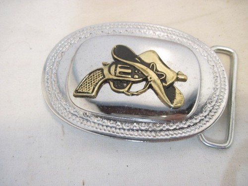 OLD COWBOY HAT GUN  BELT BUCKLE CLOTHING