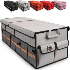Big Car Trunk Organizer, Cargo Organizer SUV Trunk Storage Non Slip Bottom Wa...