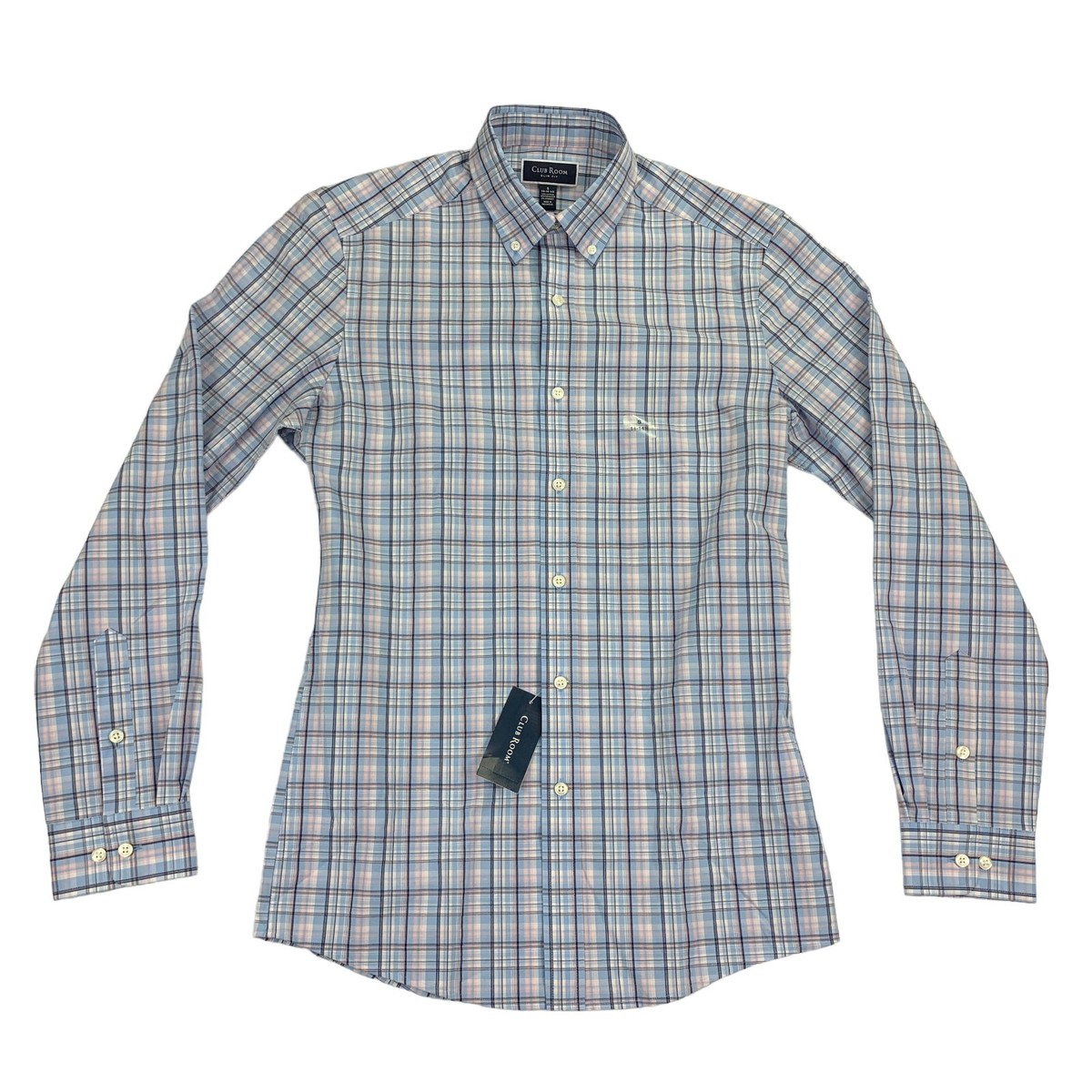 Club Room Mens Slim Fit 4-Way Stretch Plaid Dress Shirt Light Blue 14-14.5 | eBay Club Room Mens Slim Fit 4-Way Stretch Plaid Dress Shirt Light Blue 14-14.5 | eBay