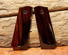 Colt 1911 Full Size Custom Hand Made Ebony Black Apple Burl Wood Grips Ambi Cut