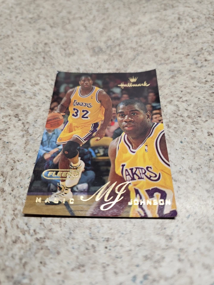 Magic Johnson Los Angeles Lakers NBA 1997 sello adorno con tarjeta Foto 2 de 4