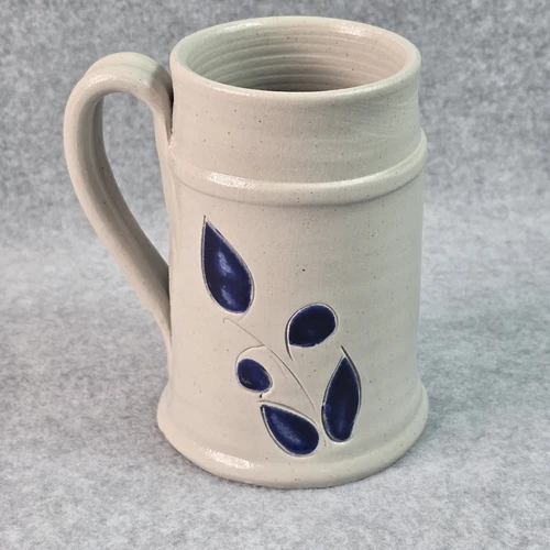 Williamsburg Pottery Hand Thrown Salt Glaze Mug Cup Stein 5in Cobalt Tankard