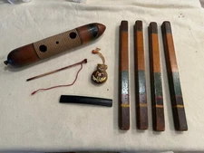 Wooden Musical Instaments : Guiro , Castanet, 4 Wooden Decorative Sticks Bx67