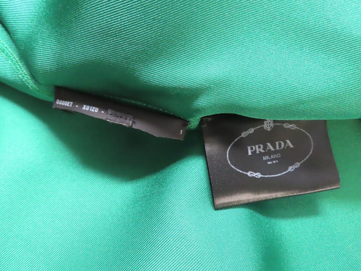 PRADA Green Silk Pussy Bow Detail Long Sleeve Blouse Size 38