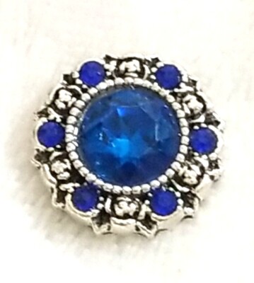 ROSES ROYAL BLUE 18mm/20mm GINGER SNAP BUTTON POPPER FOR INTERCHANGEABLE JEWELRY