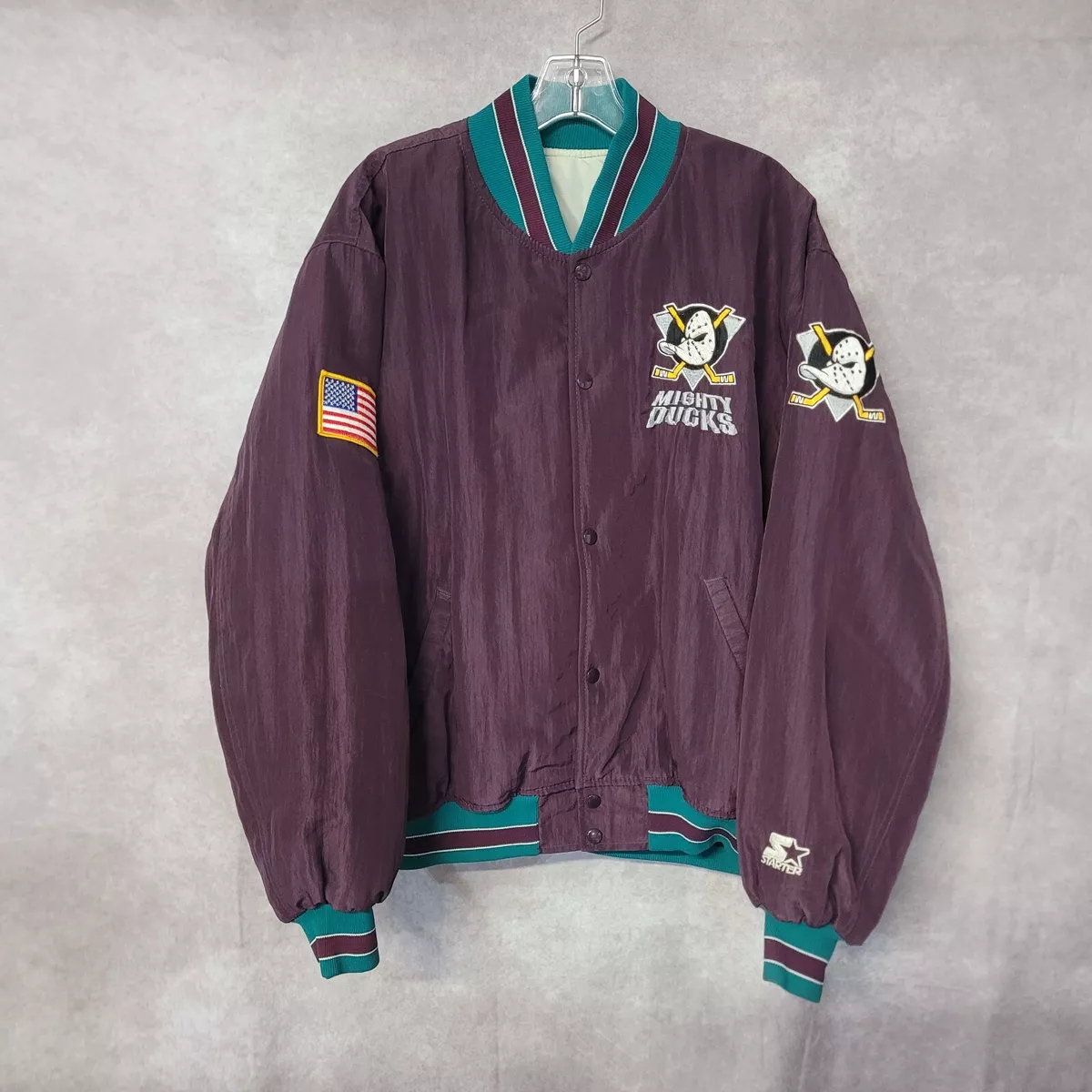 Rare Vintage 90s Starter NHL Mighty Ducks Bomber Hockey Jacket Mens XL Disney
