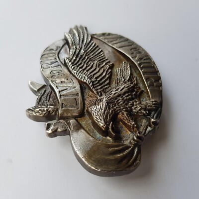 Vintage American Bold Eagle Live to Ride Zinn Motorrad Fahrrad Gürtelschnalle USA