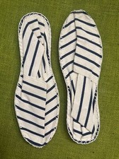 NWT New 46 FRENCH ESPADRILLES White Navy Blue Stripes GUM SOLE France USA SELLER