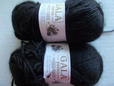 Gala Yarns Mixed Fiber roving type yarn, dark chocolate brown, lot of 2