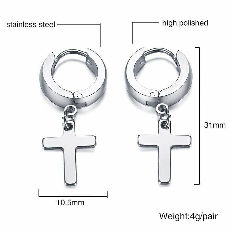 Cross Dangle Earrings Silver Black Ear Studs Hoop Earrings, 43 OFF