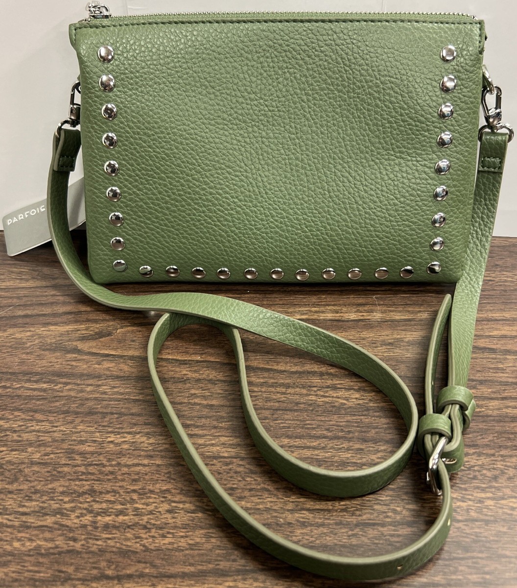 Parfois Olive Green Crossbody With Silver Studs | eBay