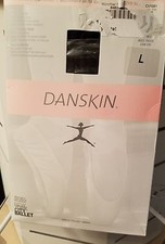 Danskin 387 Girls Size L Ballet Black ultra soft Microfiber FootedTights
