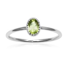 Peridot Gemstone 925 Sterling Silver Small Tiny Stacking Band Ring HR-295