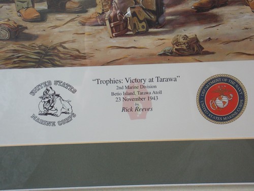 Rick Reeves signed "Trophies:Victory at Tarawa" Framed Print - Picture 2 of 3