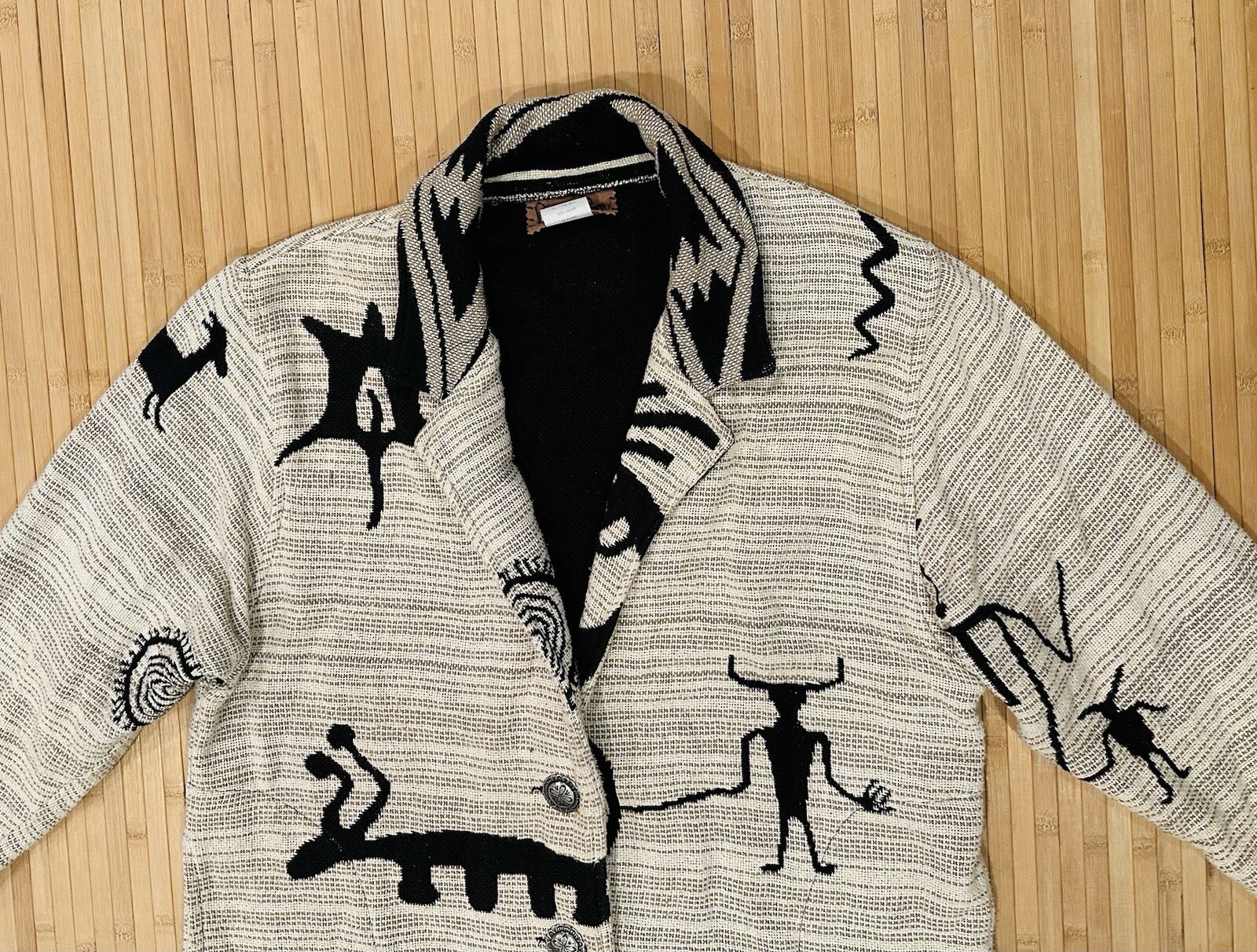 Giacca arazzo tessuto vintage pony dipinto sud ovest nuovo Messico azteco S M