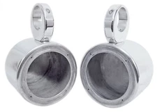 2 Rockville MAC525S 5.25" Polished Metal Marine Wakeboard Speaker Pod Enclosures