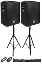  2 Rockville RSG10 10  400 Watt 2Way 8-Ohm Passive DJ PA Speaker Stands Cables