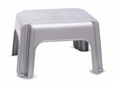 Addis Solid Metallic Silver Step Stool  Robust, Safe & Stylish Home Access Aid