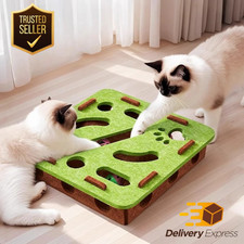 Cat Puzzle Maze Toy Felt Box with Bell Ball Interactive Funny Kitten Play Set