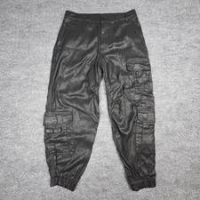 All Saints Himari Cargo Trousers Women's 6 (US) Black Coated Lyocell Streetwear