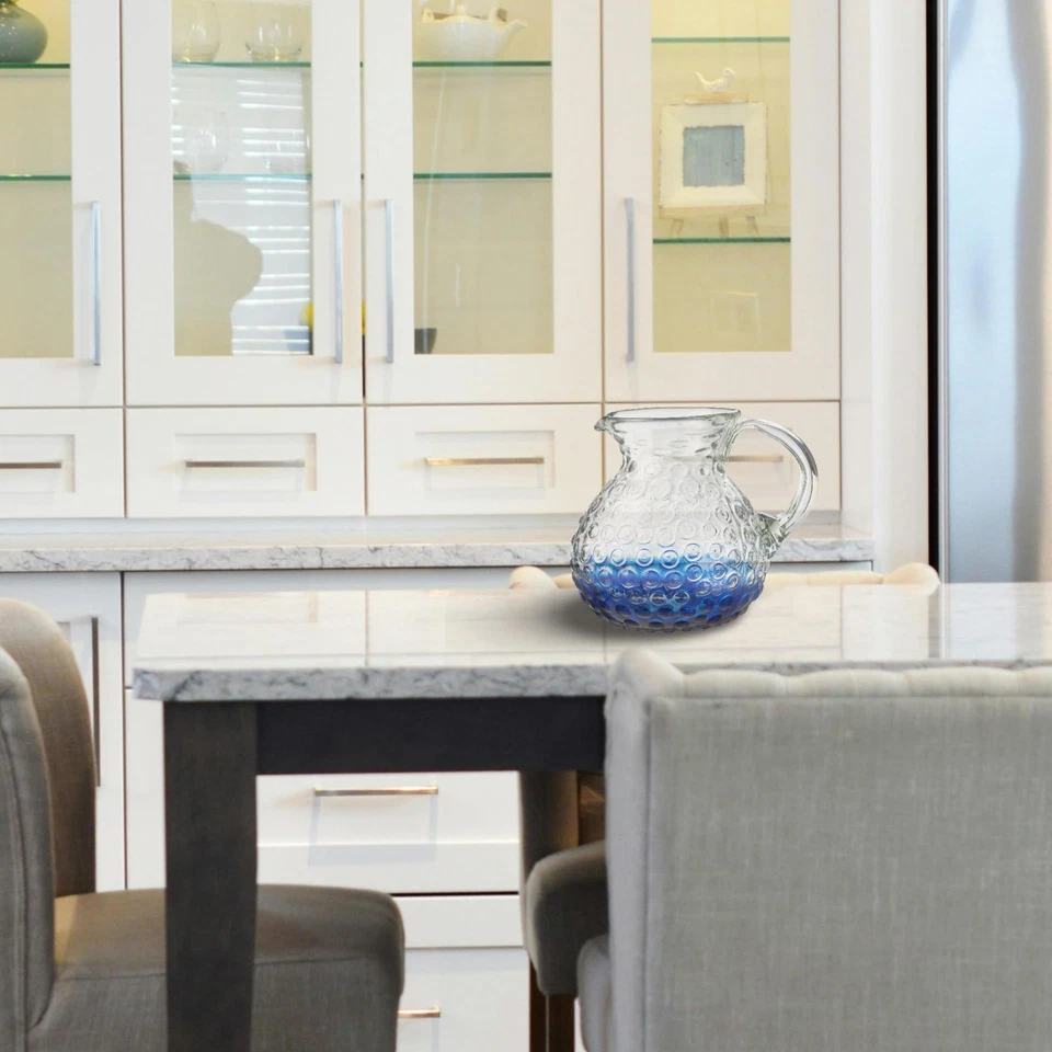 Jarra de vidrio Catalina, jarra reciclada soplada a mano con textura de burbuja, lavavajillas... Foto 3 de 4