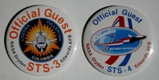 COLUMBIA SPACE SHUTTLE "Official Guest" STS-3 & STS-4 New Original US Button set