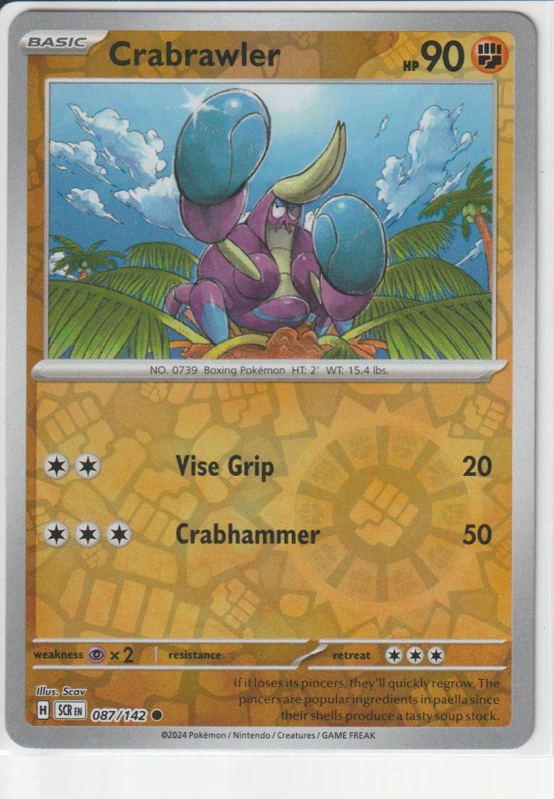Crabrawler 87/142 Reverse Holo Stellar Crown Pokemon Near Mint
