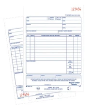 Adams Repair Order Book, Carbonless, 2-Part, White/White, 5-9/16 x 8-7/16