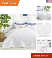 California King Size Quilt Bedding Set White Bedspreads - Cal King Summer Lig...