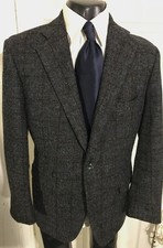 PAUL STUART SIZE 42 REG GRAY BLUE PLAID 2 BUTTON WOOL SPORTCOAT