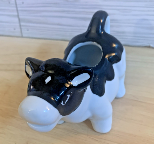 Crema de vaca de cerámica blanca y negra vintage - encanto elegante de casa de campo 🐄 - Imagen 3 de 12