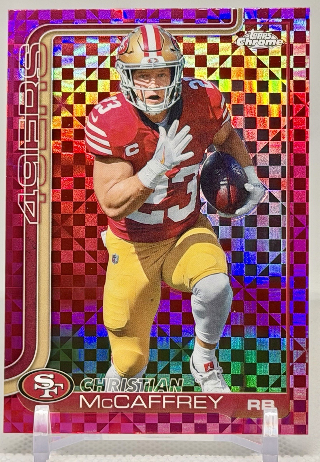 ⭐✨Christian McCaffrey Pink X-Fractor #263 2025 TOPPS CHROME 49ers
