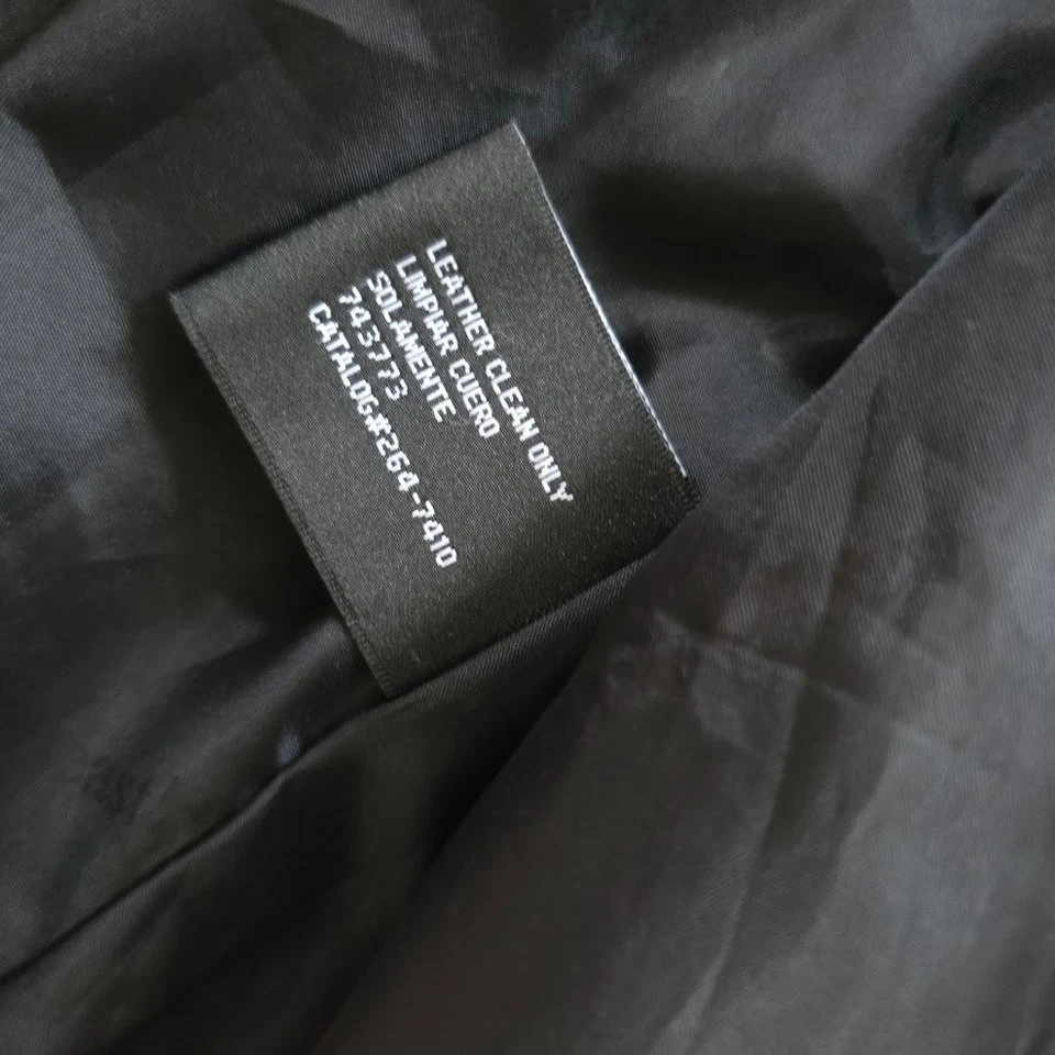 Chaqueta de cuero genuino East 5th para mujer 2X abrigo negro con cuello frontal con cremallera Foto 4 de 4