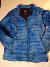 Lands End Boys Med 10-12 Packable Puffer Jacket Blue Camo Primaloft Coat