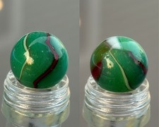 Vintage Peltier NLR Rainbo Green Beret / Holly Berry Marble G-NM 0.59" HTF