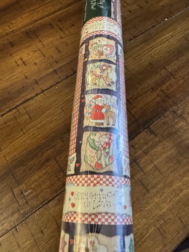Vtg Finishing Touch Christmas Wrapping Paper SNOWMEN Red Gingham MaryE Lk 40 SQ - Picture 4 of 14