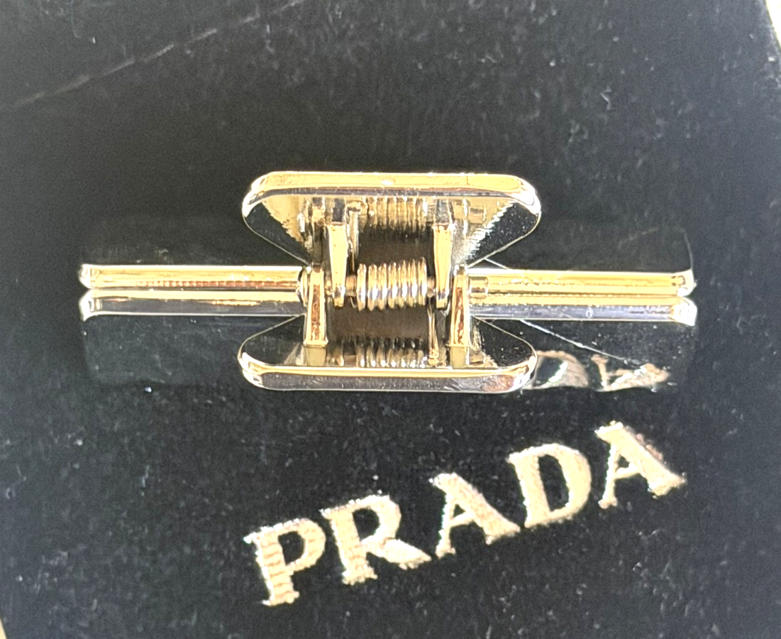 Prada Silver Tone Metal Claw Clip Hair Accessory Small (2 inches