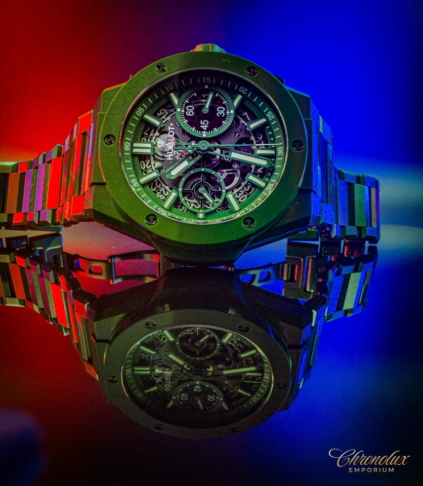 *RARO* Hublot Big Bang Cerâmica Verde Limitada 42mm Mostrador Esqueleto 451.GX.5220.GX - Imagem 3 de 4